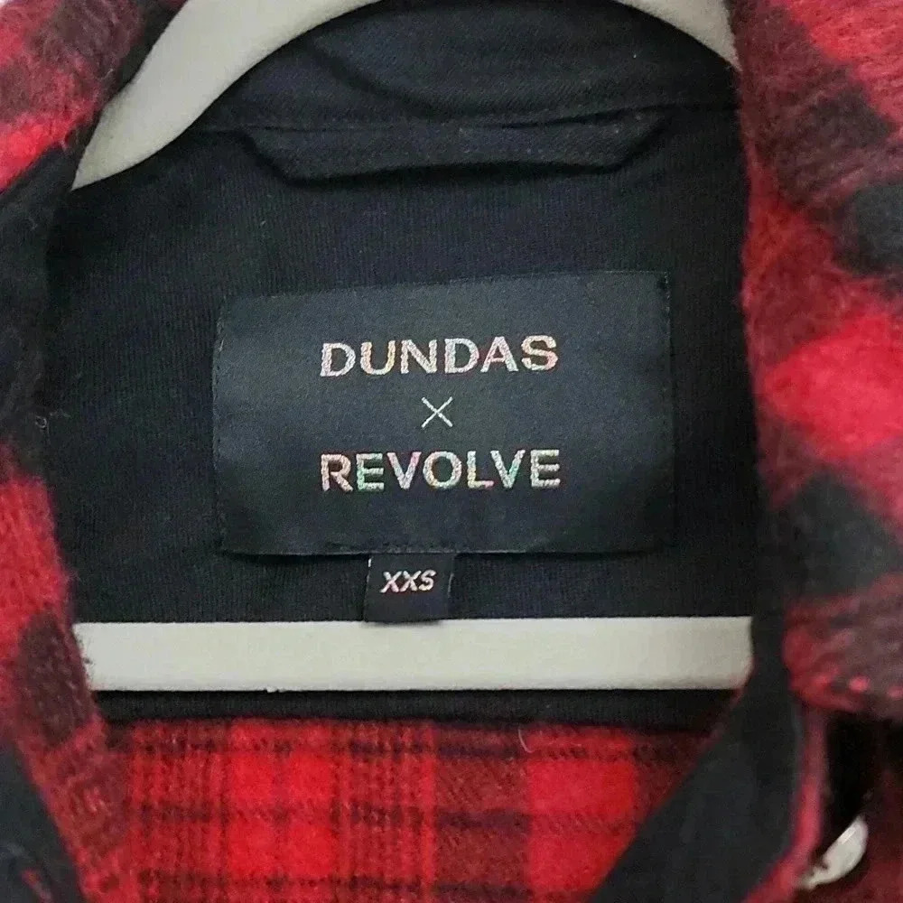 Dundas X Revolve London Oversized Shirt Shacket In Red And Black Plaid — image 7 of 8